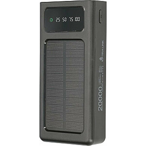 Extralink EPB-092 20000 мАч Черный | Повербанк | Банк солнечной энергии, USB-C