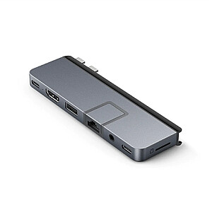 „Hyper HyperDrive Dual USB-C TB“ suderinamas „7-in-2“ šakotuvas su univ. USB-C išorinis adapteris - Space Grey - visiems Apple MB