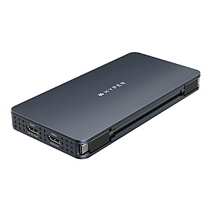 „Hyper HyperDrive Universal Silicon Motion USB-C 10-in1 Dual HDMI Docking Station“ – pilka – tik B2B