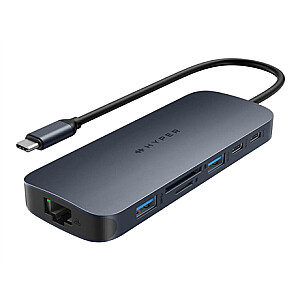 Hyper HyperDrive EcoSmart Gen.2 universalus USB-C 10-in-1 šakotuvas su 140 W PD3.1 maitinimo perdavimu