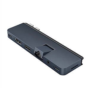 „Hyper HyperDrive Dual USB-C TB“ suderinamas „7-in-2“ šakotuvas su univ. USB-C išorinis adapteris – MN Blue – visiems Apple MB