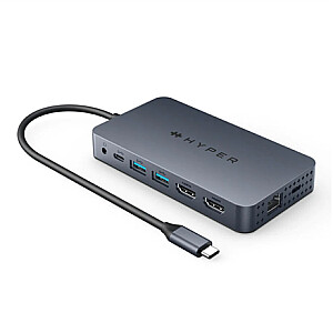 „Hyper HyperDrive Dual HDMI 10-in1 Travel Dock“, skirtas M1 MacBook (silicon Motion)