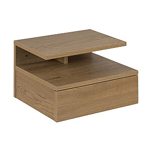 Naktinis staliukas ASHLAN 35x32xH22,5cm, su lentyna ir stalčiumi, tvirtinimas prie sienos, medžiaga: mediena, spalva: ąžuolas
