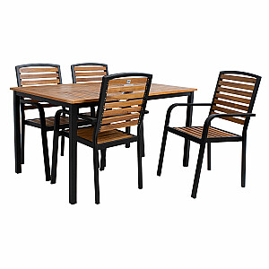Sodo baldai WICKER stalas ir 2 kėdės, tamsiai rudi