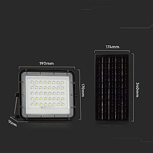 V-TAC 10W saulės energija maitinamas LED projektoriaus nuotolinio valdymo pultas AUTOMATINIS laikmatis IP65 Juoda VT-80W 4000K 800 liumenų