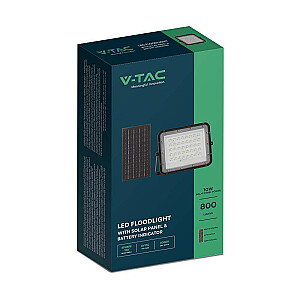 V-TAC 10W saulės energija maitinamas LED projektoriaus nuotolinio valdymo pultas AUTOMATINIS laikmatis IP65 Juoda VT-80W 4000K 800 liumenų