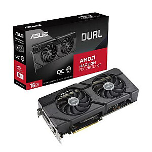 Видеокарта ASUS AMD Radeon RX 7800 XT 16 ГБ GDDR6 256 бит PCIE 4.0 16x двухслотовый вентилятор 1xHDMI 3xDisplayPort DUAL-RX7800XT-O16G