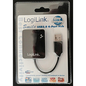 4 prievadų USB 2.0 HUB „Smile“ – juodas UA0139