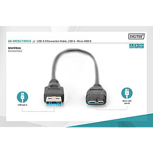Соединительный кабель ASSMANN USB3.0USB 0,25 м