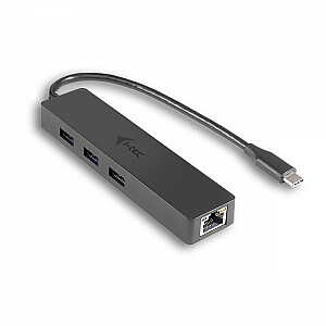 i-tec USB-C Slim HUB 3x USB 3.0 z LAN adapteris Gigabit Ethernet RJ-45 10/100/1000 Mbps 16 cm
