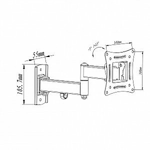 Крепление для ЖК-/LED-телевизора 10–27 дюймов, 15 кг AR-82, регулировка по вертикали и горизонтали 28 см