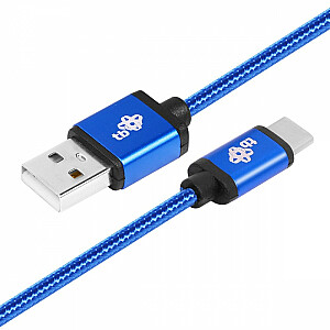 USB-USB C laidas 1,5 m, mėlynas laidas