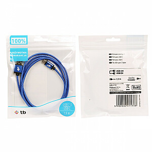 USB-USB C laidas 1,5 m, mėlynas laidas