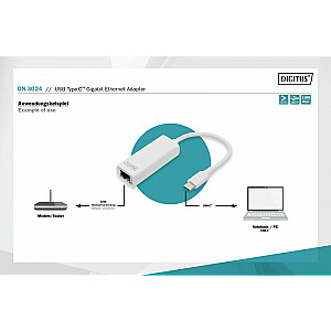 USB 3.0 Type C – laidinė Gigabit Ethernet 10/100/1000 Mbps tinklo plokštė