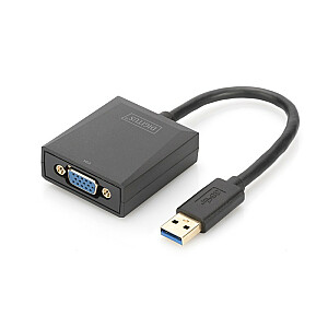 VGA 1080p FHD į USB 3.0 grafikos adapteris, aliuminis, juodas