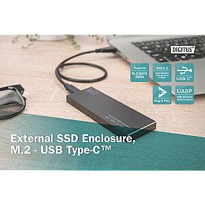 USB tipo C išorinis korpusas, skirtas SSD M2 (NGFF) SATA III, 80/60/42/30 mm, aliuminis