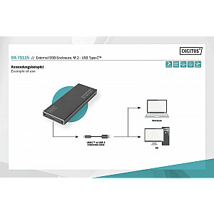 USB tipo C išorinis korpusas, skirtas SSD M2 (NGFF) SATA III, 80/60/42/30 mm, aliuminis