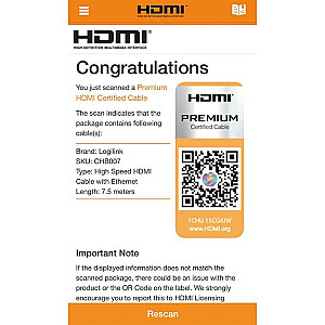 LogiLink HDMI Ultra HD 7,5 м