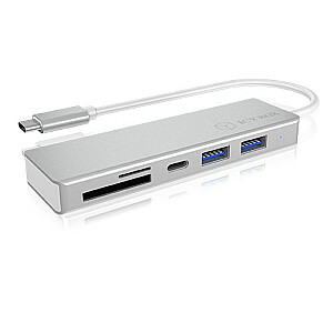 USB 3.0 C tipo šakotuvas su 3 USB prievadais ir atminties kortelių skaitytuvu IB-HUB1413-CR