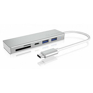 USB 3.0 C tipo šakotuvas su 3 USB prievadais ir atminties kortelių skaitytuvu IB-HUB1413-CR