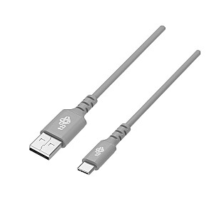 USB į USB C 1 m silikoninės pilkos spalvos greito įkrovimo laidas