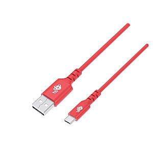 USB prie USB C, raudonas silikoninis laidas greitam įkrovimui, 1 m