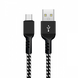 USB C greito įkrovimo laidas 2.4A MCE471, juodas