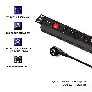 QOLTEC 54468 Power strip for RACK 1U