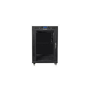 Отдельно стоящий стоечный шкаф 19 15U 600x800 черный, ЖК-стеклянная дверь (плоская упаковка)