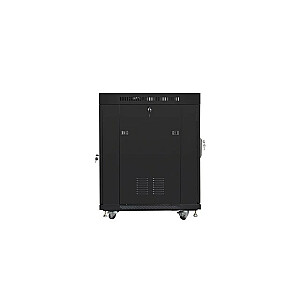 Laisvai pastatoma spintelė 19 15U 600x800 juoda, LCD stiklinės durelės (plokščias paketas)