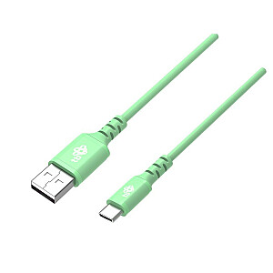 USB į USB C 2m silikoninis žalias greito įkrovimo laidas