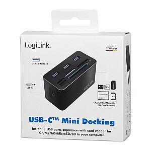 USB3.2 8 prievadų prijungimo stotelė, mini juoda