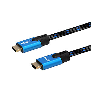 Kabelis HDMI (M) v2.1, 3m, 8K, varinis, mėlynai juodas, auksiniai antgaliai, Ethernet/3D, CL-143