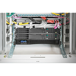 Аварийный источник питания UPS Online Rack, 19 дюймов, ЖК-дисплей, 3000 ВА/3000 Вт, 6x12 В/9 Ач, 8xC13, 1xC19, USB, RS232, RJ45