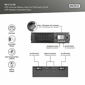 Išplėtimo modulis (baterijų blokas), skirtas UPS 6 kVA ir 10 kVA (20x12 V, 9 Ah) DN-170106 ir DN-170107