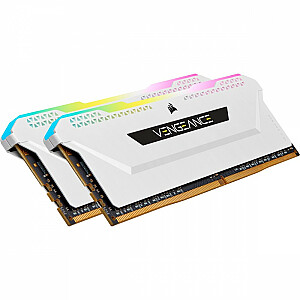 Corsair Vengeance RGB Pro SL, baltas, 32 GB [2 x 16 GB DDR4 CL16 DIMM, 3200 MHz]