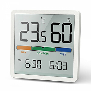 Meteorologinės stoties termometras/higrometras su laikrodžio ir datos funkcija GB380