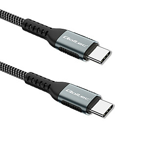 USB 2.0 tipo C laidas | USB 2.0 Type C 100W | QC 3.0 | PD | 1,5 m | Juoda