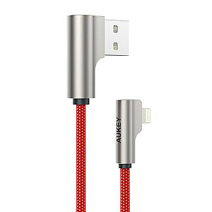 CB-AL04 raudonas nailoninis OEM USB kabelis | 1m | 90 laipsnių šakės | PFI sertifikatas