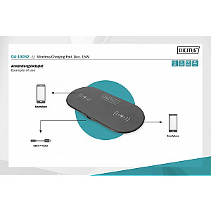 Belaidis indukcinis įkroviklis 15W Qi Duo-Power 1m USB-C Black