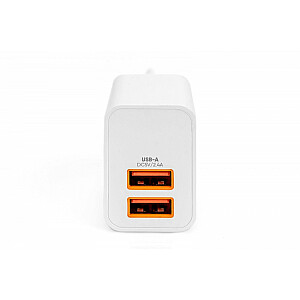 Įkroviklis iš tinklo, maitinimas 2x USB-A 15,5 W Balta