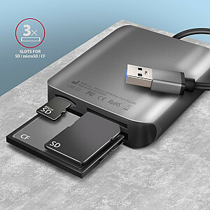 CRE-S3 išorinis kortelių skaitytuvas USB-A 3.2 GEN 1, 3 lizdai arba SD/microSD/CF, UHS-II palaikymas