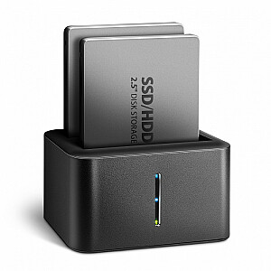 Prijungimo stotis ADSA-D25 MINI USB 3.2 Gen 1 – 2x SATA 6G 2,5" SSD/HDD ATŠAKOS