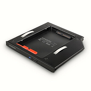 RSS-CD09 2,5" SSD-HDD rėmelis, skirtas DVD lizdui, aliuminis su 9,5 mm LED apšvietimu