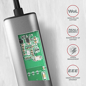 Tinklo adapteris ADE-25RC 2.5 Gigabit Ethernet, Realtek 8156, USB-C 3.2 Gen 1, automatinis diegimas, pilka