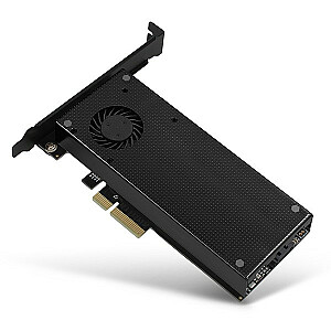 PCEM2-DC vidinis PCIe x4 adapteris, 1x M.2 NVMe M raktas + 1x SATA B raktas, aušintuvas, SP ir LP + aušintuvas