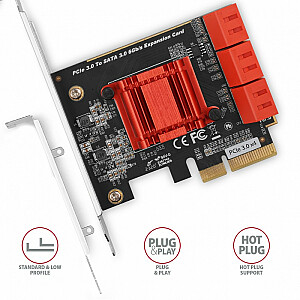 AXAGON PCES-SA6 PCIe 6x int valdiklis