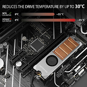 CLR-M2FAN varinis radiatorius su ventiliatoriumi, skirtas dviejų galų M.2 SSD diskams, 13 mm aukščio