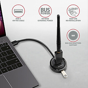HUE-P1A šakotuvas, 4 prievadų USB 3.2 Gen 1, 30 cm apvalus USB-A laidas, pasirenkamas „microUSB“ maitinimo šaltinis