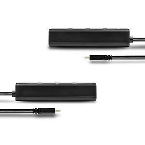 HUE-S2C šakotuvas: 4 prievadų USB 3.2 Gen 1 įkrovimo šakotuvas, 40 cm USB-C laidas, pasirenkamas „microUSB“ maitinimo šaltinis
